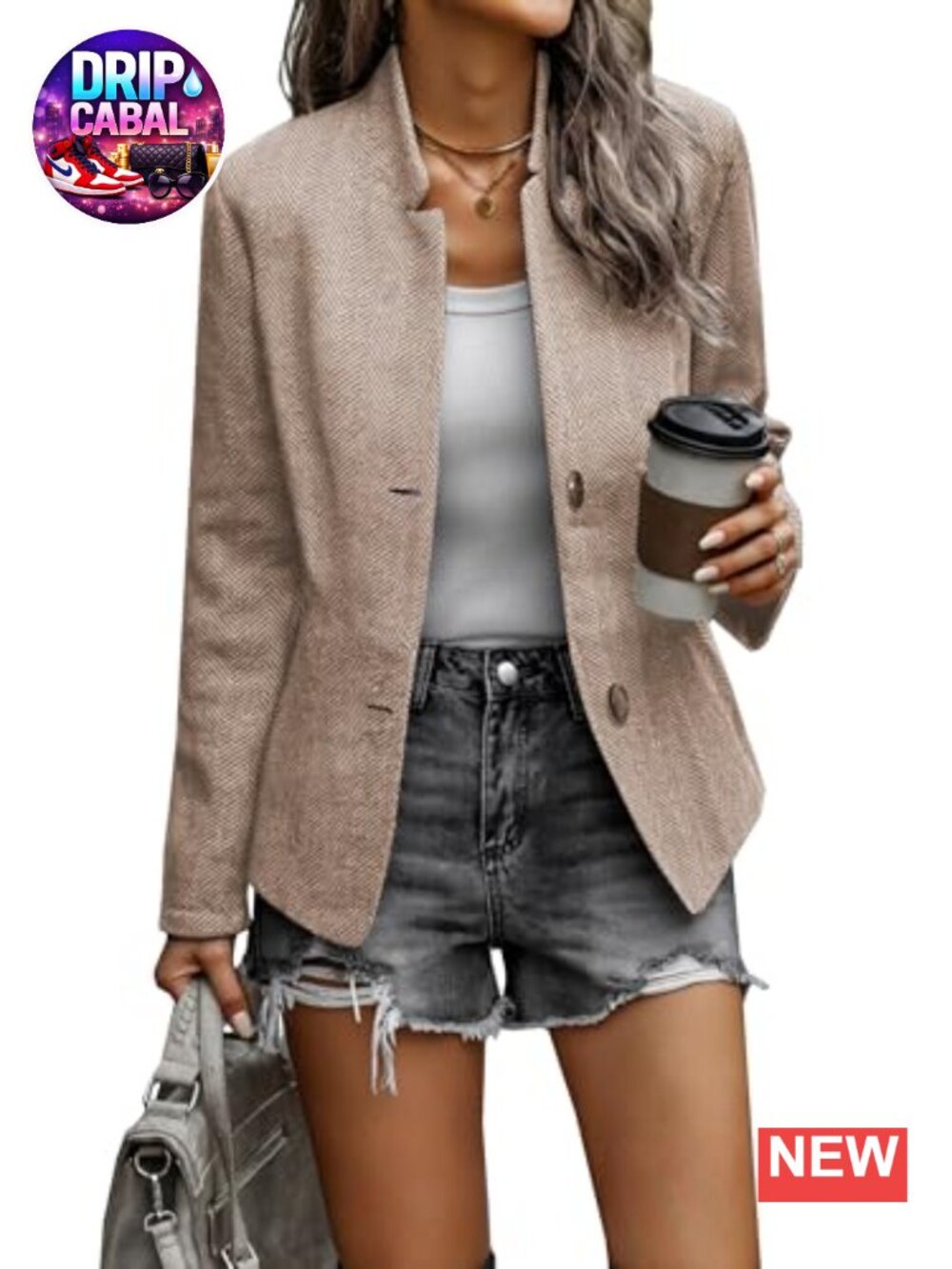 Open Front Blazer Long Sleeve Notch Collar Business Casual Coat
